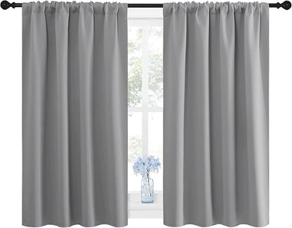 NICETOWN Window Curtains for Bedroom - Home Decoration Thermal Insulated Rod Pocket Blackout Blinds & Drapes for Small Windows (Silver Grey, 2 Panels, W42 x L45 -Inch)