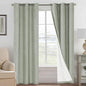 H.VERSAILTEX Primitive Linen Curtains 100% Blackout Curtain Drapes Burlap Fabric Curtains with White Thermal Insulated Liner, Grommet Top Drapes Living Room/Bedroom (2 Panels, 42 x 84 Inch, Sage)