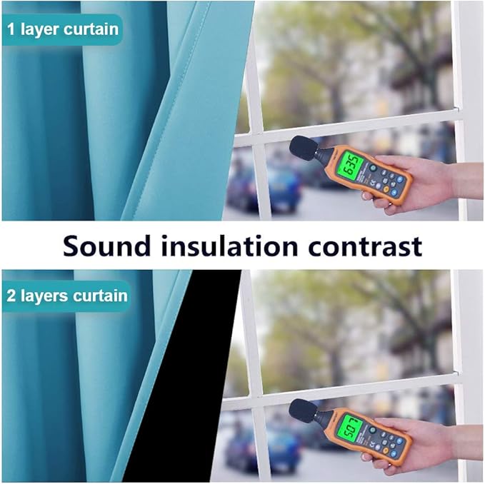 NICETOWN Insulated 100% Blackout Curtains, Noise Reducing Performance Drapes with Black Lining, Full Light Blocking Draperies for Overnight Shift Worker (Teal Blue, 1 Pair, 70 inches x 108 inches)