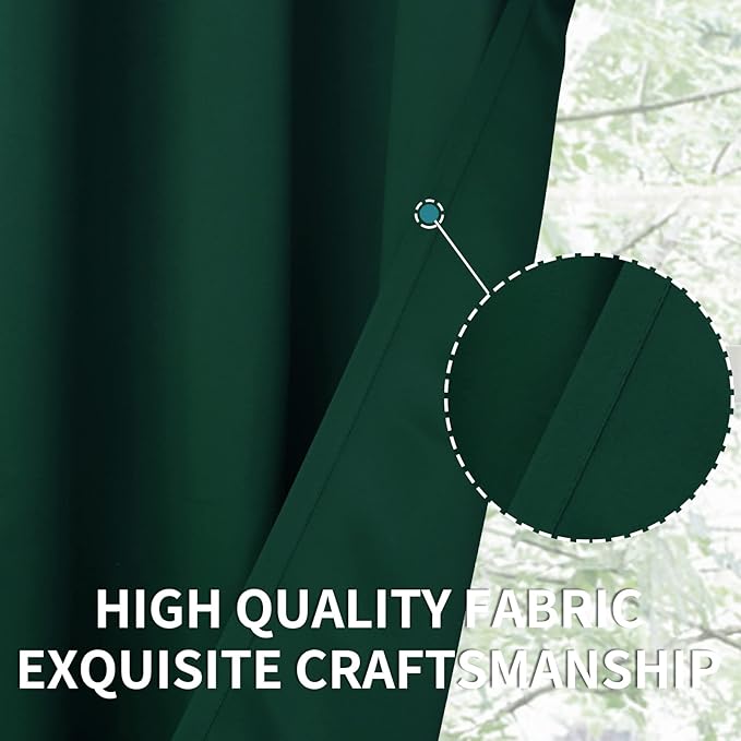 BGment Blackout Curtains - Grommet Thermal Insulated Room Darkening Bedroom and Living Room Curtain, Set of 2 Panels (52 x 54 Inch, Emerald)