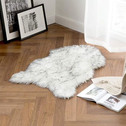 MIULEE Fluffy Rug Soft Shaggy Faux Fur Area Rug Luxury Plush Sheepskin Carpet for Bedroom Living Room Sofa Chair 2 x 3 Feet, Gradient Grey