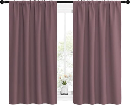 NICETOWN Kitchen Curtains, Short Blackout Curtains & Drapes, Home Decoration Privacy Thermal Insulated Curtains for Unicorn Theam Room (Dry Rose, 42" Wide, 54" Long, 2 PCs)
