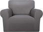 PureFit Super Stretch Chair Sofa Slipcover – Spandex Non Slip Soft Couch Sofa Cover, Washable Furniture Protector with Non Skid Foam and Elastic Bottom for Kids, Pets （Chair, Light Gray）