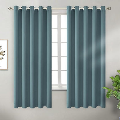 BGment Room Darkening Curtains 63 Inches Long - Grommet Thermal Insulated Drapes Window Treatment Curtains for Bedroom, 2 Panels, 70 x 63 Inch, Stone Blue