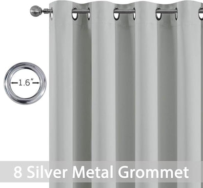 Yakamok Room Darkening Window Drapes Thermal Insulated Light Blocking Grommet Blackout Curtains for Bedroom(52Wx54L,Light Grey,2 Panels)