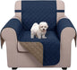 U-NICE HOME Reversible Oversized Chair Covers Quilted Water Repellent Pet Protectors with Elastic Straps (28''Armchair, Navy/Taupe)