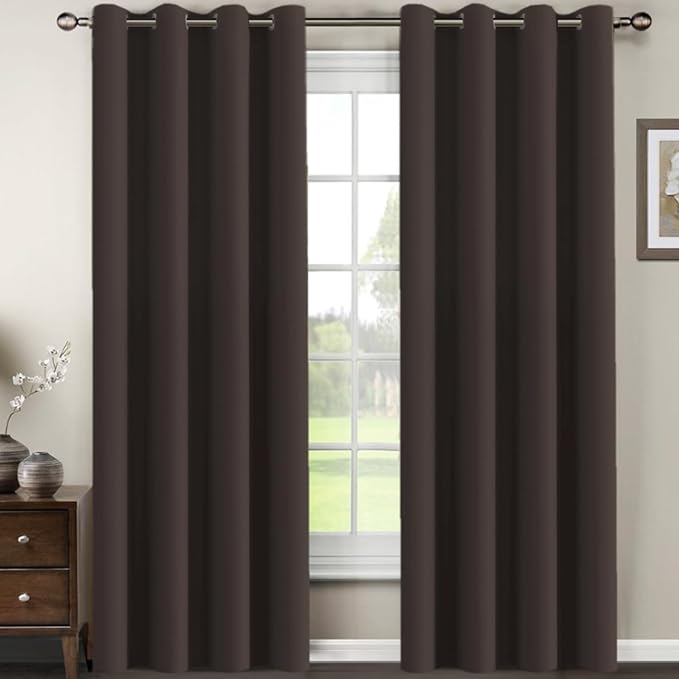 H.VERSAILTEX Brown Blackout Curtains for Living Room 120 Inches Length, Blackout Curtains for Bedroom Curtains & Drapes Thermal Insulated Drapes - Chocolate Brown, 1 Panel, 52" W x 120" L