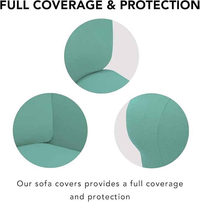 PureFit Super Stretch Sofa Slipcover – Spandex Non Slip Soft Couch Sofa Cover, Washable Furniture Protector with Non Skid Foam and Elastic Bottom for Kids, Pets （Loveseat, Cyan）