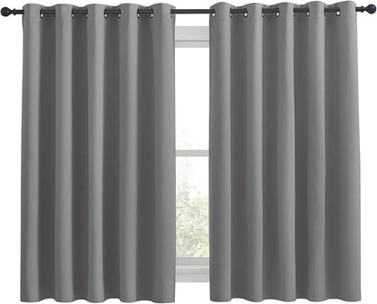 NICETOWN Silver Grey Blackout Curtain Panels for Bedroom, Thermal Insulated Grommet Top Blackout Draperies and Drapes for Basement (2 Panels, W70 x L63-inch, Silver Grey)