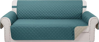 Reversible 4 Seater Sofa Cover 91 Inch Large Couch Cover Furniture Protector(Sofa XX-Large,Blue/Beige)