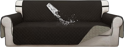 ISSUNTEX Double Protection 100% Waterproof Sofa Covers for Living Room, Couch Covers for 3 Cushion Couch Sofa, Reversible Furniture Protector Sofa Cover for Dogs, Pets, Kids (Sofa, Chocolate/Beige)