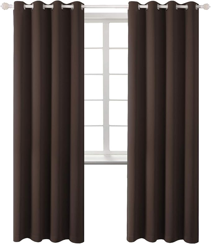 BGment Blackout Curtains - Grommet Thermal Insulated Room Darkening Bedroom and Living Room Curtains, Set of 2 Panels (52 x 108 Inch, Brown)