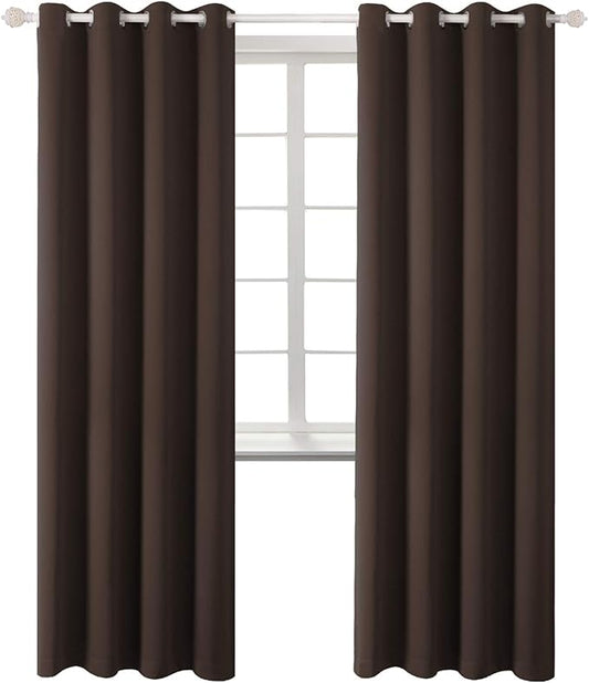 BGment Blackout Curtains - Grommet Thermal Insulated Room Darkening Bedroom and Living Room Curtains, Set of 2 Panels (52 x 108 Inch, Brown)
