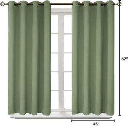 BGment Room Darkening Curtains 45 Inches Long - Grommet Thermal Insulated Drapes Window Treatment Curtains for Bedroom, 2 Panels, 52 x 45 Inch, Grass Green