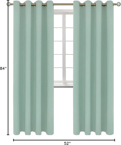 BGment Blackout Curtains - Grommet Thermal Insulated Room Darkening Bedroom and Living Room Curtains, Set of 2 Panels (52 x 84 Inch, Frosty Green)