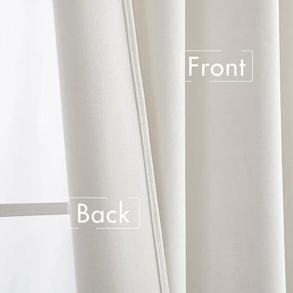 MIULEE Velvet Curtains 90 inches - Luxury Curtains for Bedroom Living Room Thermal Insulated Super Soft Room Darkening Window Drapes Rod Pocket & Back Tab, White, W52 x L90 inches, 2 Panels