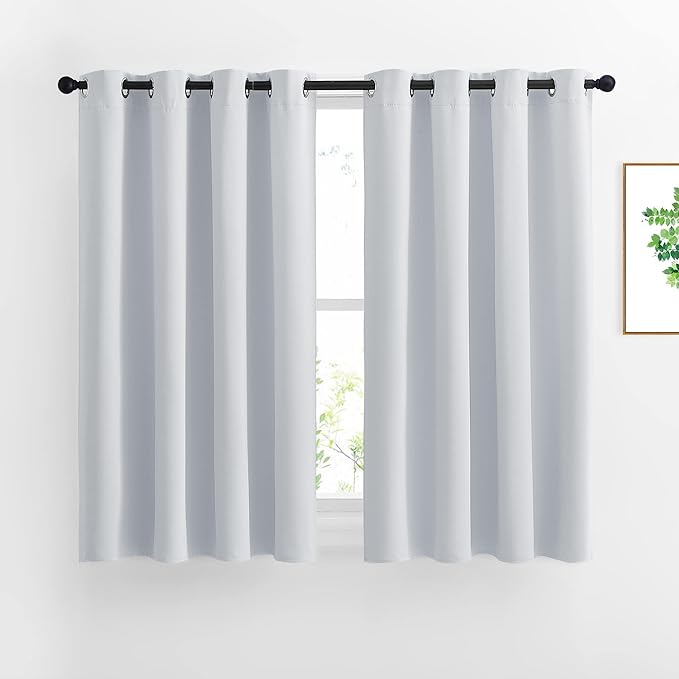 NICETOWN Room Darkening Curtains for Living Room - Window Treatment Thermal Insulated Grommet Darkening Panels/Drapes for Bedroom (Light Grey=Greyish White, 2 Panels, 52 by 45)