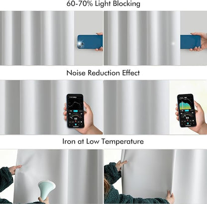 MIULEE Back Tab Light Blocking Curtains 90 Inch Long 2 Panels Set for Living Room Bedroom, Greyish White Rod Pocket/Pinch Pleated Thermal Insulated Room Darkening Blackout Curtains, 52 x 90 Inch