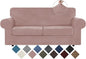 WEERRW Velvet Couch Covers for 2 Cushion Couch Sofa - High Stretch Luxury Velvet Plush 3 Pieces Sofa Slipcovers with Elastic Bottom, Furniture Protector for Pets, Machine Washable, Pink, Medium