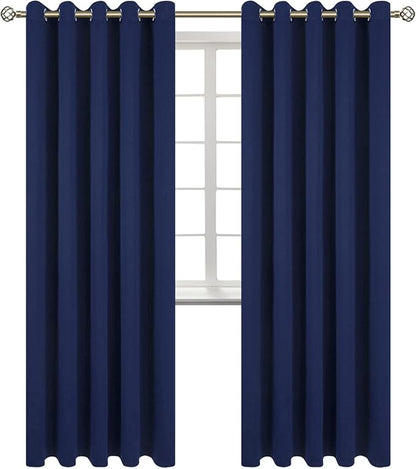 BGment Blackout Curtains for Bedroom - Grommet Thermal Insulated Room Darkening Curtains for Living Room, Set of 2 Panels (70 x 84 Inch, Navy Blue)