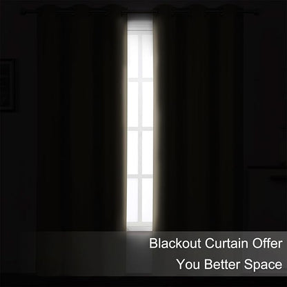 LEMOMO Blackout Curtains 52 x 90 inches Long Khaki Curtains Set of 2 Panels Thermal Insulated Room Darkening Curtains for Bedroom