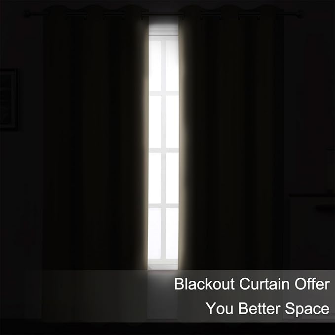 LEMOMO Khaki Blackout Curtains/38 x 54 Inch/Set of Two Panels Grommet Living Room Curtains
