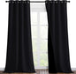 NICETOWN Extra Long Truly Blackout Drapes for Hall and Villa, 46-inch Width Each Panel, 102-inch Length, Black, 2 Pieces, 100% Blackout Window Curtain Panels with Black Lined for Night Shift Worker