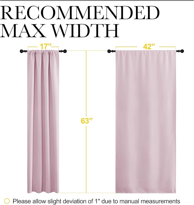 NICETOWN Room Darkening Curtains for Girls Room - Nursery Essential Thermal Insulated Solid Rod Pocket Top Drapes (Lavender Pink=Baby Pink, 1 Pair, 42 x 63 Inch)