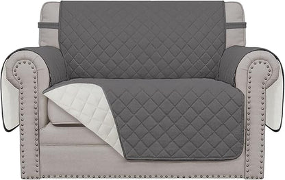 Easy-Going Oversized Chair Sofa Slipcover Reversible Sofa Cover Water Resistant Couch Cover Furniture Protector Cover with Elastic Straps for Pets Dog (Oversized Chair, Gray/Ivory)