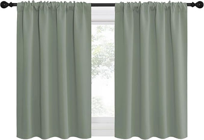 NICETOWN Window Curtains Blackout Drapes - Thermal Insulated Solid Rod Pocket Blackout Curtains/Draperies for Living Room (Sage Green, One Pair, 29 by 30-Inch)