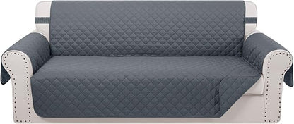 Reversible Sofa Covers Couch Cover Furniture Protector for Dogs Elastic Straps Water Resistant(Sofa,Dark Blue/Dark Blue)