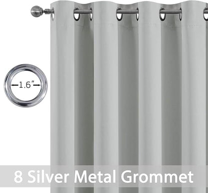 Yakamok Blackout Curtains Room Darkening Thermal Insulated Window Panels,Solid Grommet Top Drapes for Bedroom/Living Room(52Wx90L, Light Grey, 2 Panels)