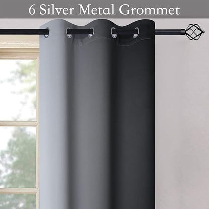SimpleHome Ombre Room Darkening Curtains for Bedroom, Gradient Black to Grey White Light Blocking Thermal Insulated Grommet Window Curtain/Drapes for Living Room,2 Panels, 42x84 inches Length