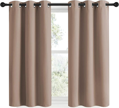 NICETOWN Blackout Window Curtains and Drapes for Kitchen, Window Treatment Thermal Insulated Solid Grommet Blackout Drapery Panels (Set of 2, 34 by 48 inches, Cappuccino)