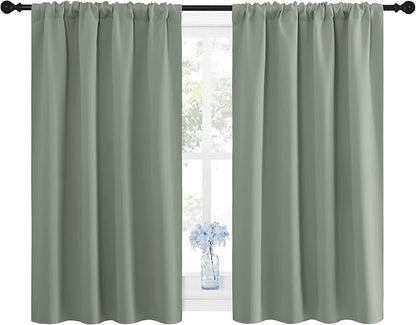 NICETOWN Window Curtains Blackout Drapes - Thermal Insulated Solid Rod Pocket Blackout Curtains/Draperies for Living Room (Sage Green, 1 Pair, 42 by 48-Inch)