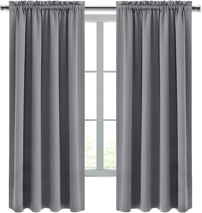 DWCN Blackout Window Curtain Panels, Light Blocking, Thermal Insulated, Energy Saving, Noise Reducing, Rod Pocket Top, Set of 2 (Width 42 Inch x Length 63 Inch, Grey)