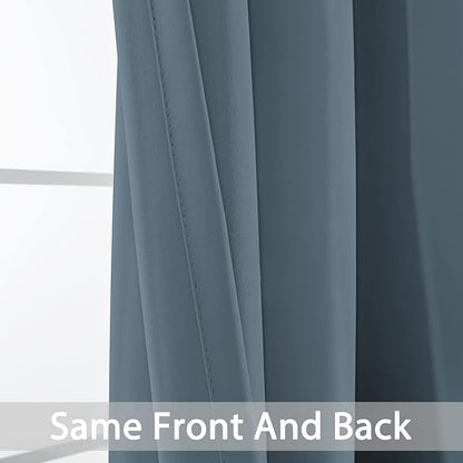 Yakamok Blackout Curtains Room Darkening Thermal Insulated with Grommet Window Curtain for Bedroom/Living Room(38Wx72L inch, Stone Blue, 2 Panels)