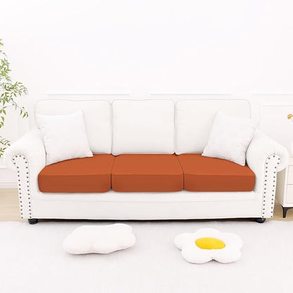 Smiry Printed Couch Cushion Covers, Stretch Soft Couch Covers for Sofa, Washable Non-Slip Sofa Slipcover Furniture Protector for Indoor and Outdoor (3 Pack, Rust)