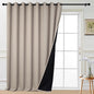 Yakamok Total Blackout Extra Wide Patio Sliding Door Curtains, Grommet Thermal Insulated Blind Curtains, Sliding Glass Door Panel for Living Room/Space Room Divider, Natural, W100 x L96, 1 Panel
