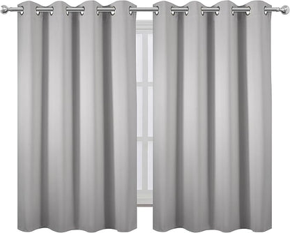 LEMOMO Blackout Curtains 52 x 45 inch/Light Grey Curtains Set of 2 Panels/Thermal Insulated Room Darkening Bedroom Curtains