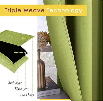 NICETOWN Blackout Curtain Panels for Bedroom, 2 Panels, Fresh Green, W42 x L40-inch, Thermal Insulated Grommet Top Blackout Draperies and Drapes for Basement
