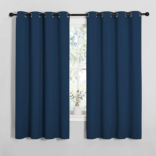 NICETOWN Bedroom Curtain Panels Blackout Draperies, Thermal Insulated Solid Grommet Blackout Curtains/Drapes (Moroccan Blue, 1 Pair, 55 by 68-inch)