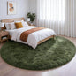 Amdrebio Olive Green Round Rug 5Ft for Living Room Bedroom, Fluffy Shaggy Modern Circle Area Rugs for Kids Room, Soft Plush Fuzzy Shag Carpet for Playroom Office Dorm Nursery Classroom, Home Decor