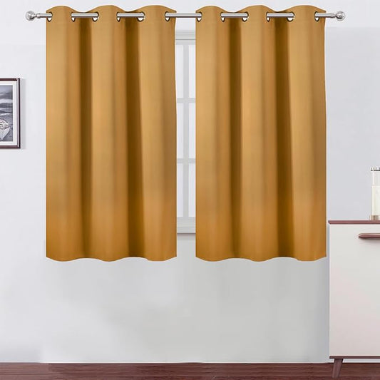 LEMOMO Mustard Yellow Blackout Curtains/38 x 54 Inch/Set of Two Panels Grommet Living Room Curtains