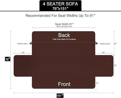 U-NICE HOME 4 Seater Sofa Cover 91 Inch Large Couch Covers for 4 Cushion Couch with Elastic Straps Water Resistant Furniture Protector Cover for Pets Cat (Sofa XX-Large, Huntergreen/Sage)