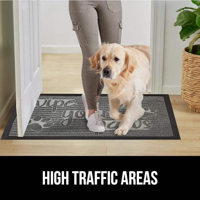GORILLA GRIP 100% Waterproof All-Season WeatherMAX Doormat US Designed Natural Rubber, Stain and Fade Resistant, Low Profile Indoor Outdoor Door Mats, Easy Clean Patio Mat, 29x17, Stone Paws