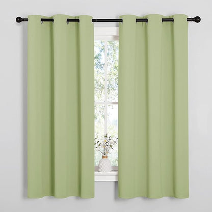 NICETOWN Curtains for Bedroom, Green Nursery Curtains Thermal Insulated, Grommet Top Blackout Drapes for Son's Room Privacy (Sage Green, 1 Pair, 42 x 63 inches)