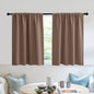 RYB HOME Blackout Privacy Bathroom Window Curtains, Short Thermal Insulated Heat Blocking Privacy Rod Pocket Half Window Curtain Tiers for Nursery Bedroom, Width 42 by Length 30, Mocha, 2 Panels