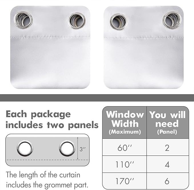 MIULEE 90" Long Room Darkening Curtains, Chirstmas Thermal Insulated Drapes Solid Window Treatment Set Grommet Top Light Blocking Blackout Curtain for Living Room 2 Panels Greyish White