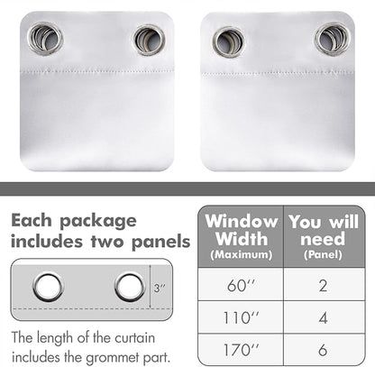 MIULEE 90" Long Room Darkening Curtains, Chirstmas Thermal Insulated Drapes Solid Window Treatment Set Grommet Top Light Blocking Blackout Curtain for Living Room 2 Panels Greyish White